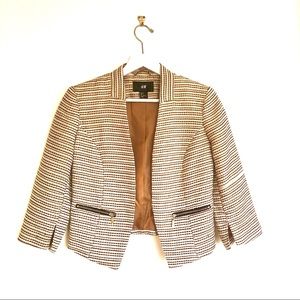 H&M Bronze Metallic Striped Open Cropped Blazer
